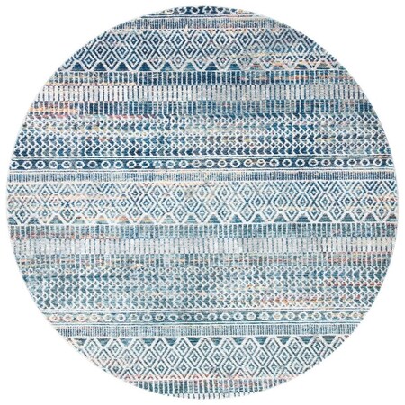 Safavieh 6 ft. 3 in. x 6 ft. 3 in. Crystal Power Loomed Round Area Rug; Ivory & Blue CRS736A-6R
